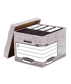 Fellowes Bankers Box Contenedor de Archivos - Montaje Automatico Fastfold - Carton Reciclado Certificacion FSC - Color Gris