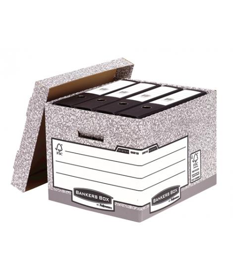 Fellowes Bankers Box Contenedor de Archivos - Montaje Automatico Fastfold - Carton Reciclado Certificacion FSC - Color Gris