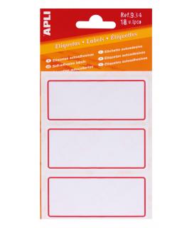 Apli Etiquetas Adhesivas Escolares Basicas - Tamaño 78x34mm - Ribete Rojo - 6 Hojas (18 Etiquetas) - Adhesivo Permanente de