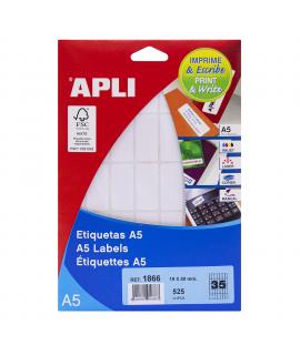 Apli Pack de 525 Etiquetas A5 19.0 x 40.0mm - Color Blanco