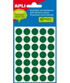 Apli Pack de 175 Etiquetas Redondas - Tamaño Ø 13mm - Aptas para Escritura Manual - Adhesivo Permanente - Color Verde
