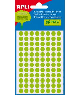 Apli Etiquetas Minibolsa Verde Fluorescente Ø 8.0mm 3 Hojas