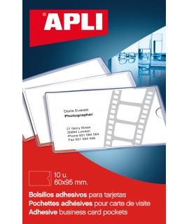 Apli Bolsillos Adhesivos Porta Tarjetas - 95 x 60mm - Ideal para Presentaciones Impresas, Dosieres, Catalogos, Libros, Planos, A