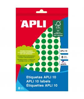 Apli Etiquetas 10 Verdes Ø 10mm 8 Hojas