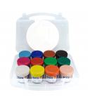 Milan Pack de 12 Botes de Tempera 40ml + 1 Pincel Serie 101 - Secado Rapido - Mezclable - Colores Surtidos