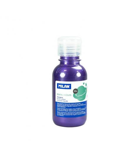 Milan Botella de Tempera 125ml - Tapon Dosificador - Secado Rapido - Mezclable - Color Lila Metalizado