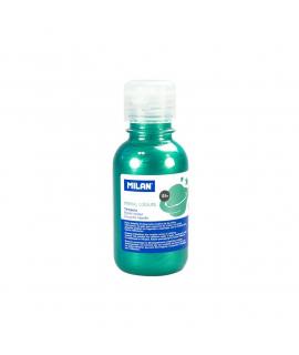 Milan Botella de Tempera 125ml - Tapon Dosificador - Secado Rapido - Mezclable - Color Verde Metalizado