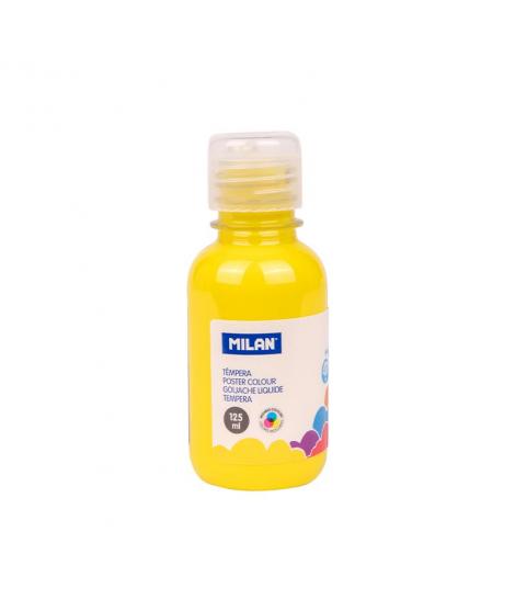 Milan Botella de Tempera 125ml - Tapon Dosificador - Secado Rapido - Mezclable - Color Amarillo