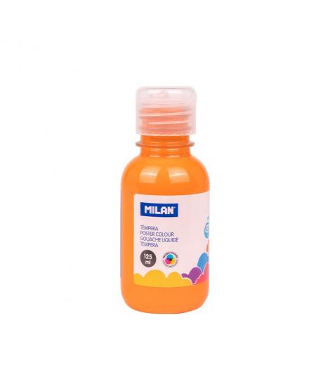 Milan Botella de Tempera 125ml - Tapon Dosificador - Secado Rapido - Mezclable - Color Naranja