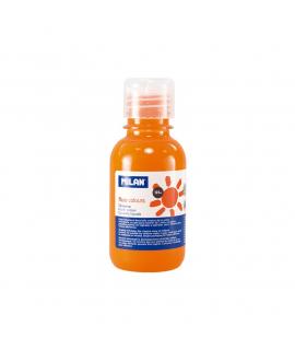 Milan Botella de Tempera - 125ml - Tapon Dosificador - Secado Rapido - Mezclable - Color Naranja Fluorescente