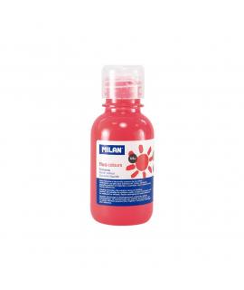 Milan Botella de Tempera 125ml - Tapon Dosificador - Secado Rapido - Mezclable - Color Coral Fluo