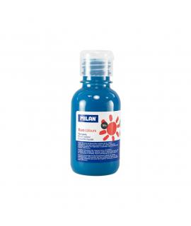 Milan Botella de Tempera 125ml - Tapon Dosificador - Secado Rapido - Mezclable - Color Azul Fluo