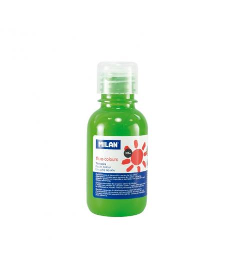 Milan Botella de Tempera - 125ml - Tapon Dosificador - Secado Rapido - Mezclable - Color Verde Fluorescente