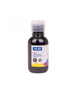 Milan Botella de Tempera 125ml - Tapon Dosificador - Secado Rapido - Mezclable - Color Negro