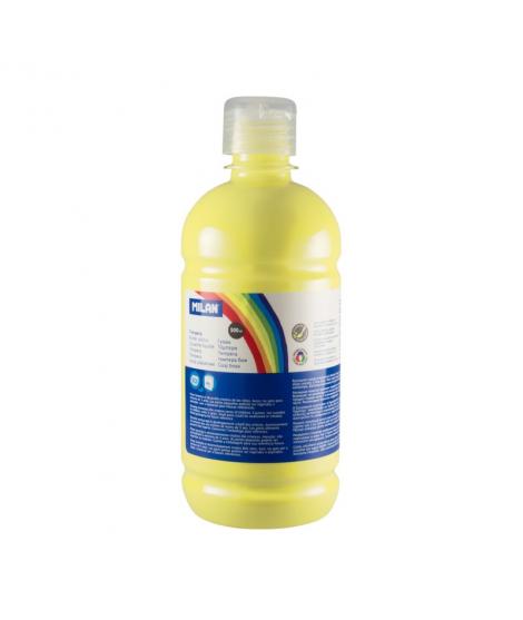 Milan Botella de Tempera - 500ml - Tapon Dosificador - Secado Rapido - Mezclable - Color Amarillo Limon