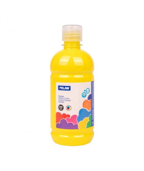 Milan Botella de Tempera 500ml - Tapon Dosificador - Secado Rapido - Mezclable - Color Amarillo