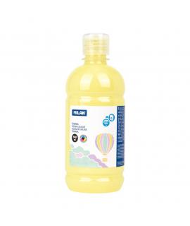 Milan Botella de Tempera 500ml - Tapon Dosificador - Secado Rapido - Mezclable - Color Amarillo Pastel