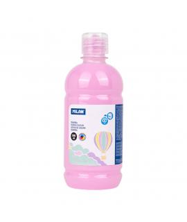 Milan Botella de Tempera 500ml - Tapon Dosificador - Secado Rapido - Mezclable - Color Rosa Pastel