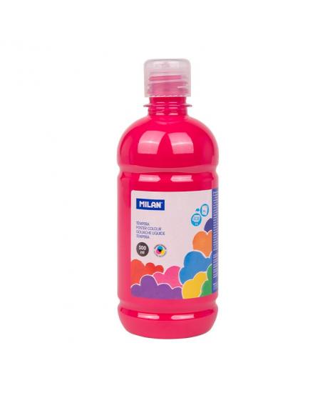 Milan Botella de Tempera 500ml - Tapon Dosificador - Secado Rapido - Mezclable - Color Magenta