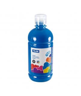 Milan Botella de Tempera 500ml - Tapon Dosificador - Secado Rapido - Mezclable - Color Azul Cyan