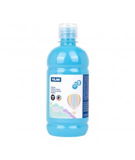 Milan Botella de Tempera 500ml - Tapon Dosificador - Secado Rapido - Mezclable - Color Azul Claro Pastel