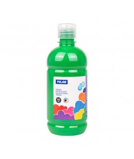 Milan Botella de Tempera 500ml - Tapon Dosificador - Secado Rapido - Mezclable - Color Verde Claro