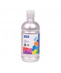 Milan Botella de Tempera 500ml - Tapon Dosificador - Secado Rapido - Mezclable - Color Plata