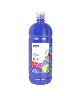 Milan Botella de Tempera 1000ml - Tapon Dosificador - Secado Rapido - Mezclable - Color Azul Marino