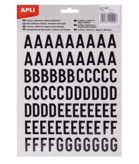 Apli Letras de Palo Mayusculas Adhesivas - Altura 20mm - Color Negro - Pack de 4 Hojas (301 Letras)