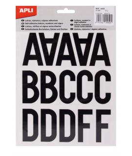 Apli Letras de Palo Mayusculas Adhesivas - Altura 50mm - Pack de 5 Hojas - Color Negro - Facil Identificacion y Señalizacion