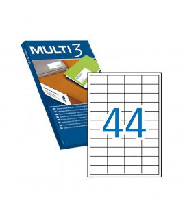 Multi3 Pack de 4.400 Etiquetas Blancas Cantos Rectos Tamaño 48.5X25.4mm con Adhesivo Permanente para Multiples Usos