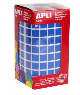 Apli Gomets Cuadrados Azules - 10x10mm - 59 Hojas Pretroqueladas - 6372 Gomets por Rollo - Ideal para Actividades Infantiles