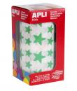 Apli Gomets Estrella Verde - 12.5mm y 19.5mm - Adhesivo Permanente - 2360 Gomets por Rollo - Ideal para Escuelas y Talleres