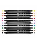 Milan Pack de 10 Rotuladores Bicolor Doble Punta - Punta Conica 5mm - Tinta al Agua - Lavable - Colores Surtidos