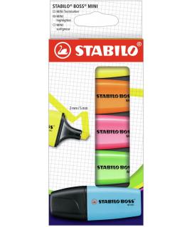 Stabilo Boss Mini Pack de 5 Marcadores Fluorescentes - Trazo entre 2 y 5mm - Tinta con Base de Agua - Antisecado - Colores Surti