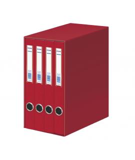 Dohe Oficolor Modulo de 4 Archivadores con Rado - Lomo Estrecho - Formato Folio - Carton Forrado - Color Rojo