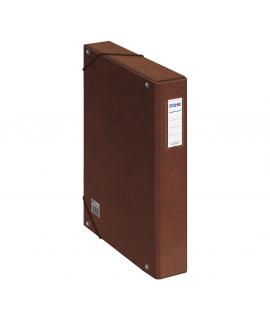 Dohe Caja para Proyectos Lomo 5cm - Carton Forrado con Papel Impreso y Plastificado - Cierre con Gomas - Color Cuero