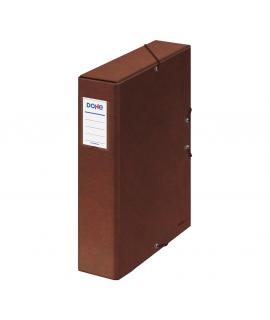 Dohe Caja para Proyectos Lomo 7cm - Carton Forrado con Papel Impreso y Plastificado - Cierre con Gomas - Color Cuero