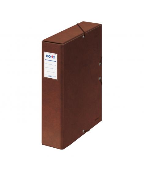 Dohe Caja para Proyectos Lomo 7cm - Carton Forrado con Papel Impreso y Plastificado - Cierre con Gomas - Color Cuero
