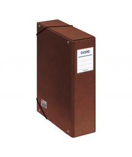 Dohe Caja para Proyectos Lomo 9cm - Carton Forrado con Papel Impreso y Plastificado - Cierre con Gomas - Color Cuero