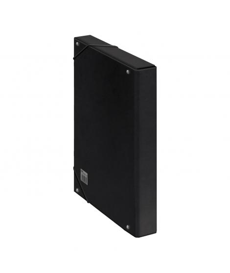 Dohe Caja para Proyectos Lomo 3cm - Carton Forrado con Papel Impreso y Plastificado - Cierre con Gomas - Color Negro