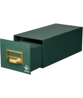Mariola Fichero Carton Forrado en Geltex Nº1 para 500 Fichas - Medidas 125x95x250mm - Resistente y Duradero - Color Verde