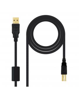 Nanocable Cable de Impresora con Ferrita USB-B 2.0 Macho a USB-A Macho 3m