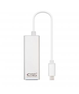 Nanocable Conversor USB-C a Ethernet Gigabit 101001000 Mbps - 15 cm - Color Aluminio