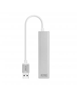 Nanocable Conversor USB 3.0 a Ethernet Gigabit + 3xUSB 3.0 - Aluminio - 15 cm - Color Plata