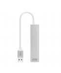 Nanocable Conversor USB 3.0 a Ethernet Gigabit + 3xUSB 3.0 - Aluminio - 15 cm - Color Plata