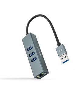 Nanocable Adaptador de Red USB 3.0 a Ethernet Gigabit 101001000 Mbps + 3 Puertos USB