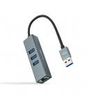 Nanocable Adaptador de Red USB 3.0 a Ethernet Gigabit 10/100/1000 Mbps + 3 Puertos USB 3.0