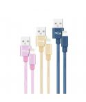 Nanocable Pack de 3 Cables Mallados USB-A Macho a Lightning Macho - Longitud 1m - Colores Rosa, Dorado y Azul