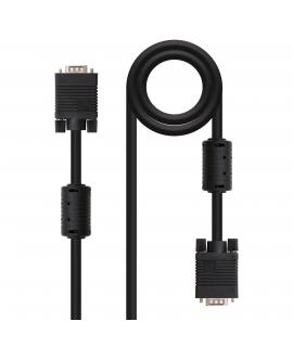 Nanocable Cable SVGA con Ferrita HDB15 Macho a HDB15 Macho 15m - Color Negro